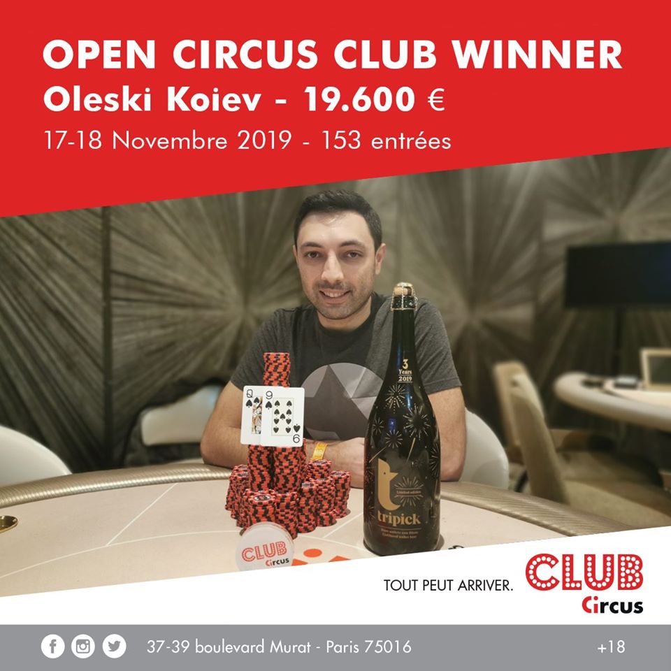 Le vainqueur de l'Open Circus Club